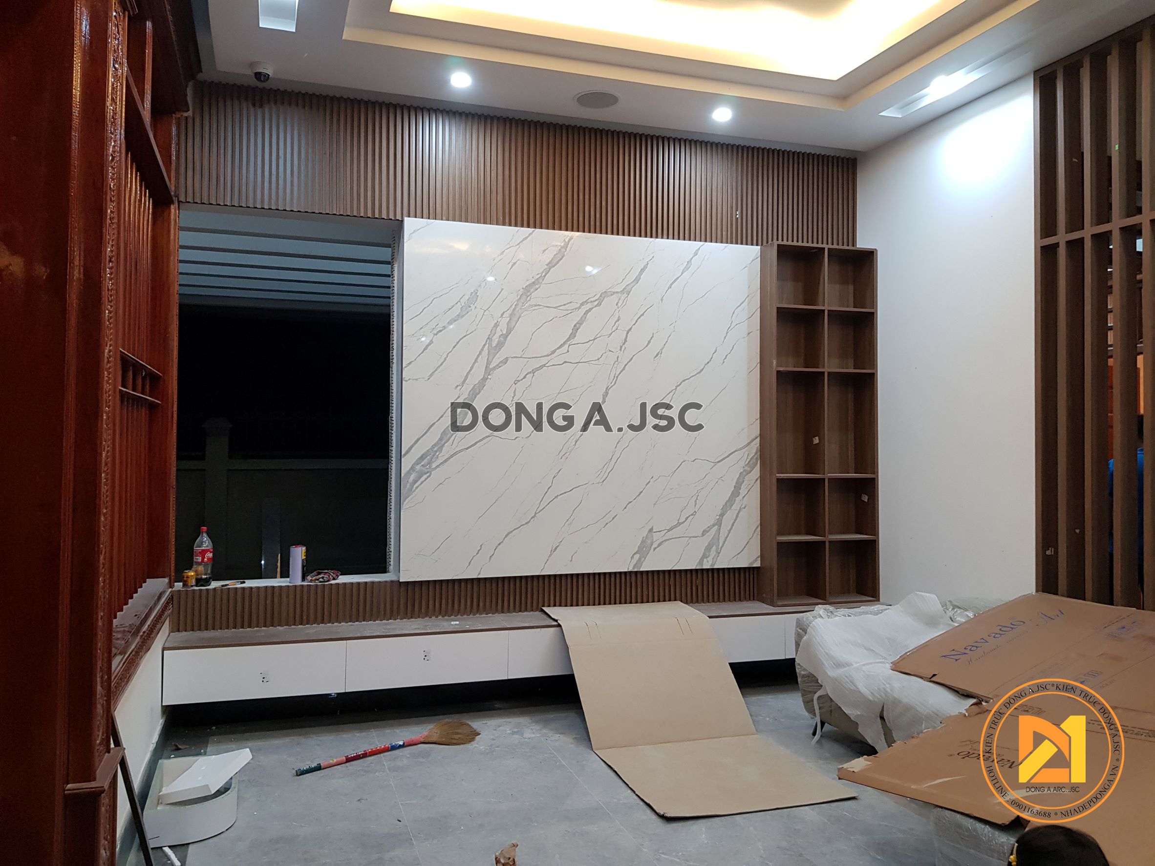 Hình ảnh thực tế thi công hoàn thiện biệt thự vườn 1 tầng hiện đại ở Thanh Hóa 