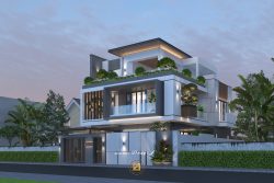 Biệt thự hiện đại 3 tầng mái bằng 4 phòng ngủ BTHD-4857