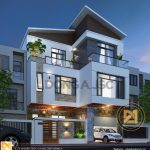 biệt thự 3 tầng mái lệch